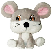 Dogit Luvz Big Heads Plush Dog Toy - Gray Mouse - 15 cm (6”)