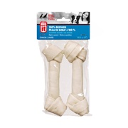 Dogit White Beefhide Bone Value Pack - 2 Knotted Bones - Medium - 20 cm (8 in) - 110-120 g (3.9-4.2 oz)