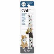 Catit Adjustable Breakaway Nylon Collar with Rivets - White with Polka Dots - 20-33 cm (8-13 in)