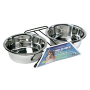 Dogit Stainless Steel Double Dog Diner - Large - With 2 x 1.5 L (50 fl oz) bowls and stand