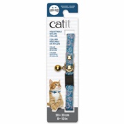 Catit Adjustable Breakaway Nylon Collar with Rivets - Blue with Pink Hearts - 20-33 cm (8-13 in)