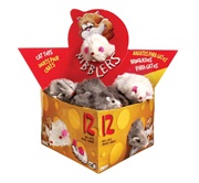 Catit Nibblers Fur Mice Cat Toy - Deluxe Fur Mice Display Box - 12 large mice