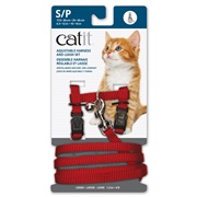 Catit Adjustable Nylon Harness & Leash Set - Red - Small
