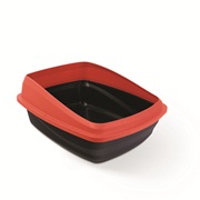 Catit Cat Pan with Removable Rim - Red & Charcoal - Medium - 38 x 48 x 22 cm (15 x 18.9 x 8.6 in)