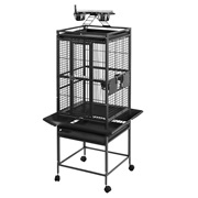 HARI Playtop Parrot Cage - Silver Antique Black - 46 L x 46 W x 142 H cm (18 in x 18 in x 56 in)