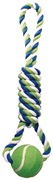Dogit Dog Knotted Rope Toy - Multicoloured Spiral Tug with Tennis Ball - 46 cm (18")