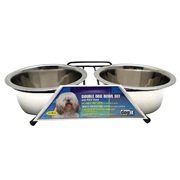 Dogit Stainless Steel Double Dog Diner - Medium - With 2 x 750 ml (25 fl oz) bowls and stand