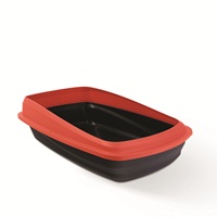 Catit Cat Pan with Removable Rim - Red & Charcoal - Large - 43 x 57 x 22 cm (16.9 x 22.4 x 8.6 in)