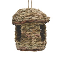 Living World Outdoor Bird Nest - Reed with Grass (Catnip) - Hut -  17 cm x 17 cm x 20 cm (6.7'' x 6.7'' x 7.87" in)