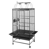HARI Playtop Parrot Cage - Silver Antique Black - 76 L x 61 W x 178 H cm (30 in x 24 in x 70 in)