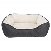 Dogit DreamWell Dog Cuddle Bed - Rectangular - Gray/White - 60 x 51 x 23 cm (24 x 20 x 9 in)