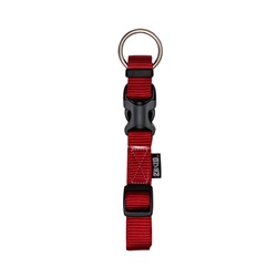 Zeus Adjustable Nylon Dog Collar - Deep Red - Medium - 1.5 cm x 28 cm-40 cm (1/2" x 11"-16")