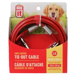 Dogit Tie-Out Cable - Red - Large - 7.6 m (25 ft)
