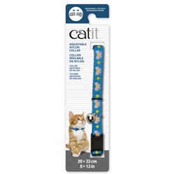Catit Adjustable Breakaway Nylon Collar - Blue with Pink Bows - 20-33 cm (8-13 in)