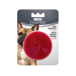 Le Salon Essentials Dog Round Rubber Grooming Brush - Red - 3 in