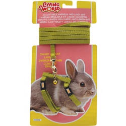 Living World Adjustable Harness and Lead Set For Dwarf Rabbits - Green - 1.2 m (4 ft)