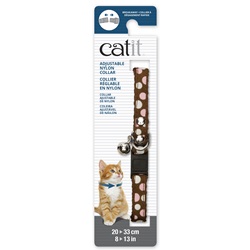 Catit Adjustable Breakaway Nylon Collar with Rivets - Brown with Polka Dots - 20-33 cm (8-13 in)