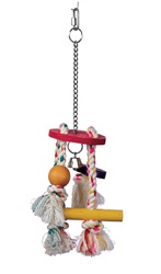 Living World Junglewood Bird Toy - Rope Chime with Round Top, Bell Bead, Block, Cylinder and Peg with Hanging Clip