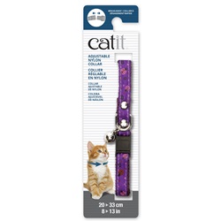 Catit Adjustable Breakaway Nylon Collar with Rivets - Purple with Ladybugs - 20-33 cm (8-13 in)