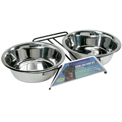 Dogit Stainless Steel Double Dog Diner - Extra Large - With 2 x 2 L (67.6 fl oz) bowls and stand